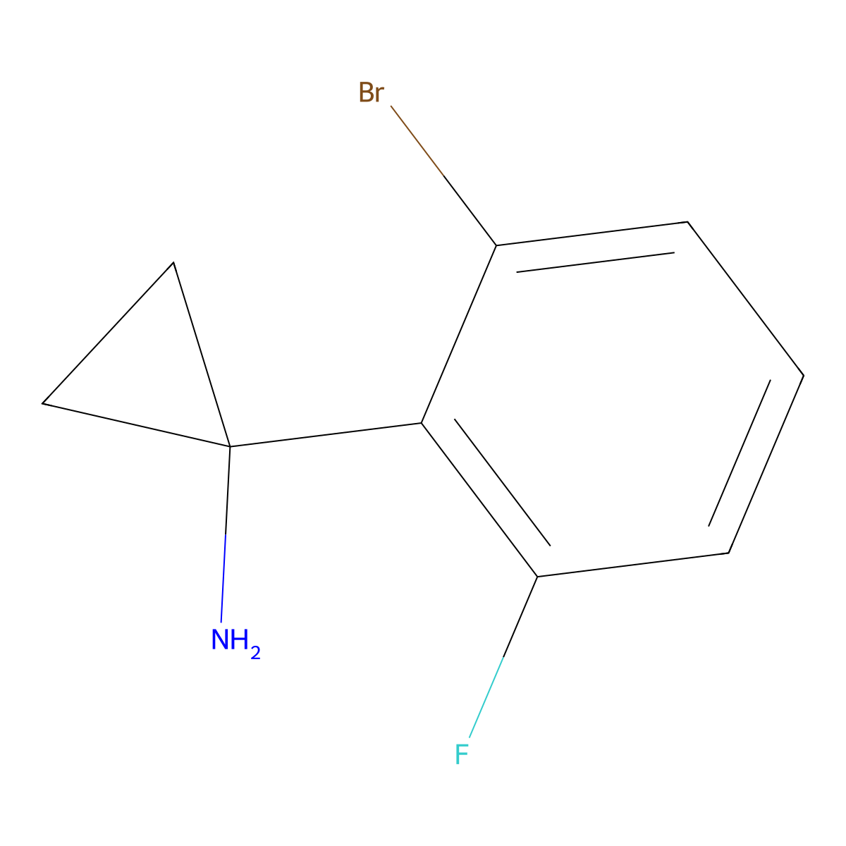 1-(2-Bromo-6-fluorophenyl)cyclopropan-1-amine molecular structure, CAS 1314659-92-1