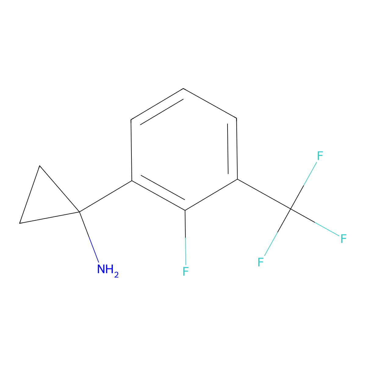 1-(2-Fluoro-3-(trifluoromethyl)phenyl)cyclopropan-1-amine molecular structure, CAS 1314660-49-5