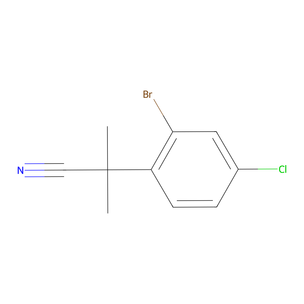 2-(2-Bromo-4-chlorophenyl)-2-methylpropanenitrile molecular structure, CAS 1314668-22-8