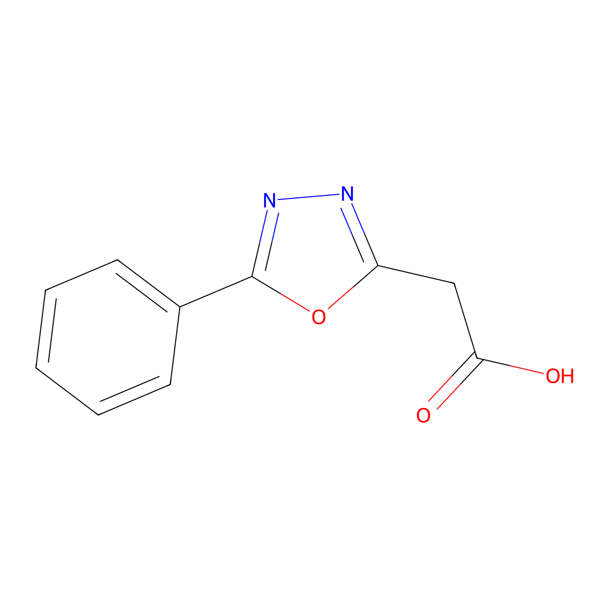2-(5-phenyl-1,3,4-oxadiazol-2-yl)acetic Acid molecular structure, CAS 131467-94-2