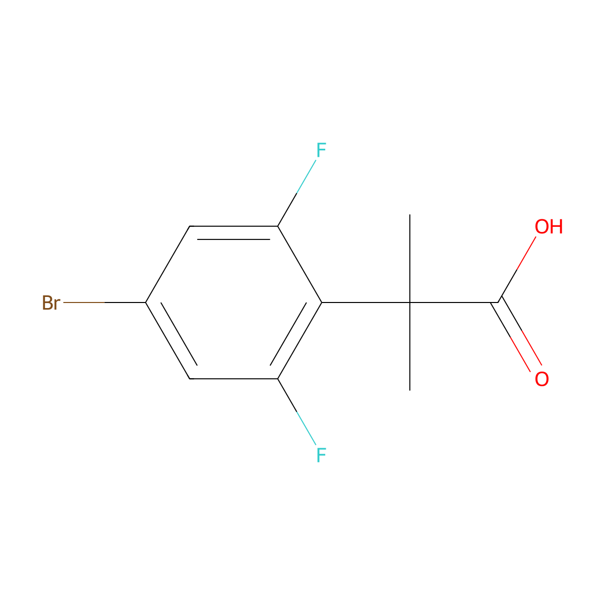 2-(4-Bromo-2,6-difluorophenyl)-2-methylpropanoic acid molecular structure, CAS 1314671-45-8
