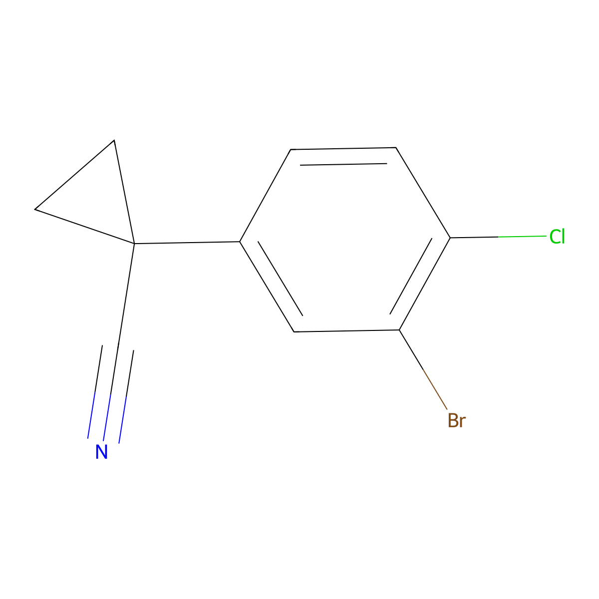 1-(3-Bromo-4-chlorophenyl)cyclopropane-1-carbonitrile molecular structure, CAS 1314673-44-3