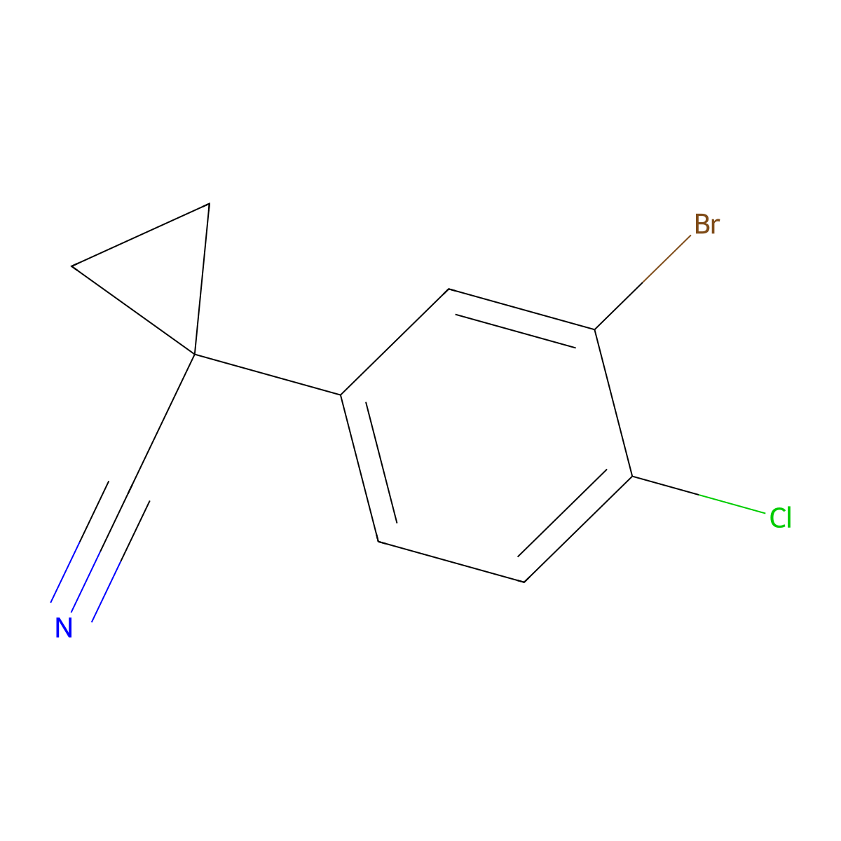 1-(3-Bromo-4-chlorophenyl)cyclopropane-1-carbonitrile molecular structure, CAS 1314673-44-3