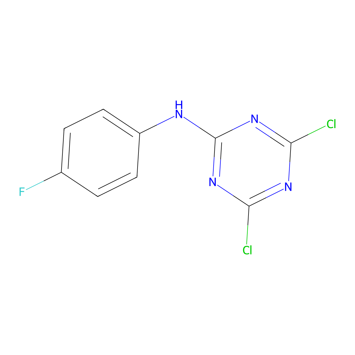 4,6-dichloro-N-(4-fluorophenyl)-1,3,5-triazin-2-amine molecular structure, CAS 131468-33-2