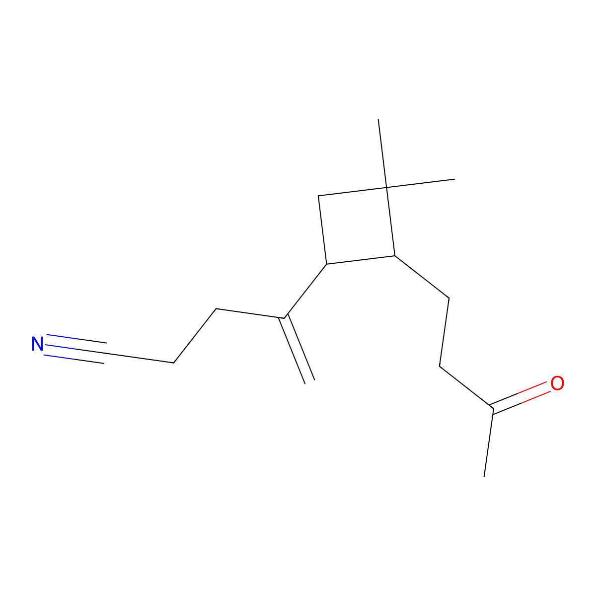 4-[(1S,2R)-3,3-dimethyl-2-(3-oxobutyl)cyclobutyl]pent-4-enenitrile molecular structure, CAS 131468-89-8