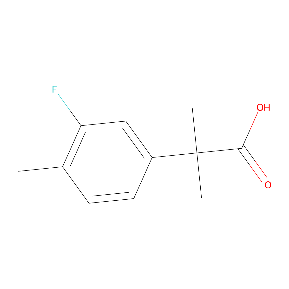 2-(3-Fluoro-4-methylphenyl)-2-methylpropanoic acid molecular structure, CAS 1314696-86-0