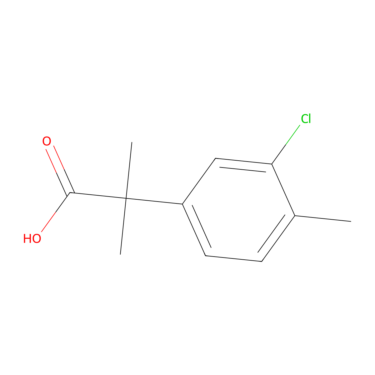 2-(3-Chloro-4-methylphenyl)-2-methylpropanoic acid molecular structure, CAS 1314700-83-8