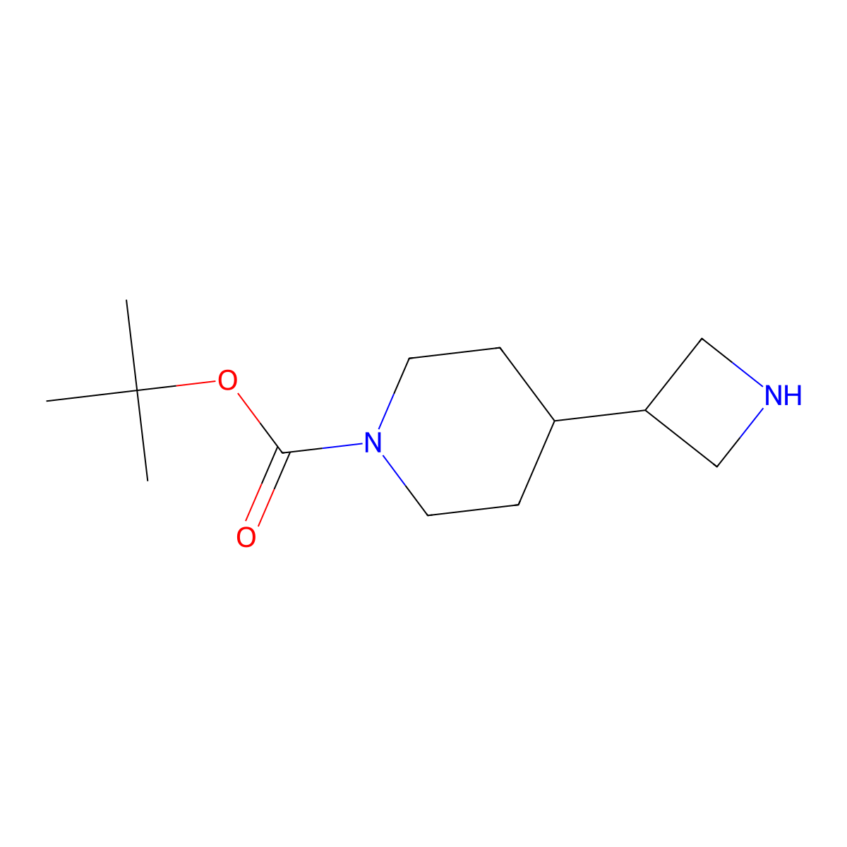 Tert-butyl 4-(azetidin-3-yl)piperidine-1-carboxylate molecular structure, CAS 1314703-47-3