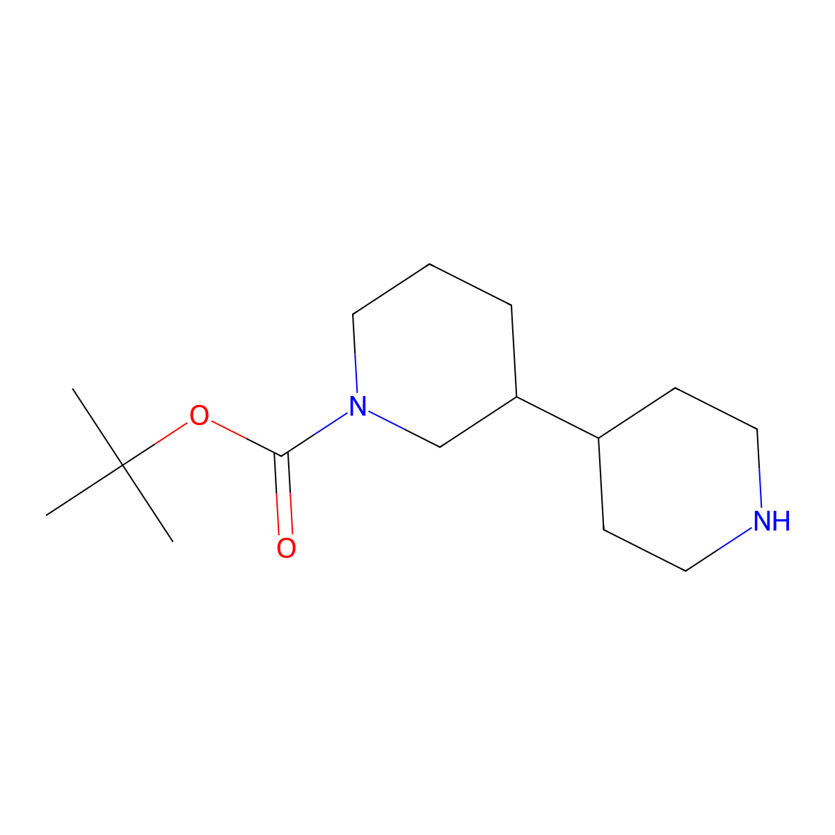 Tert-butyl 3-(piperidin-4-yl)piperidine-1-carboxylate molecular structure, CAS 1314704-07-8