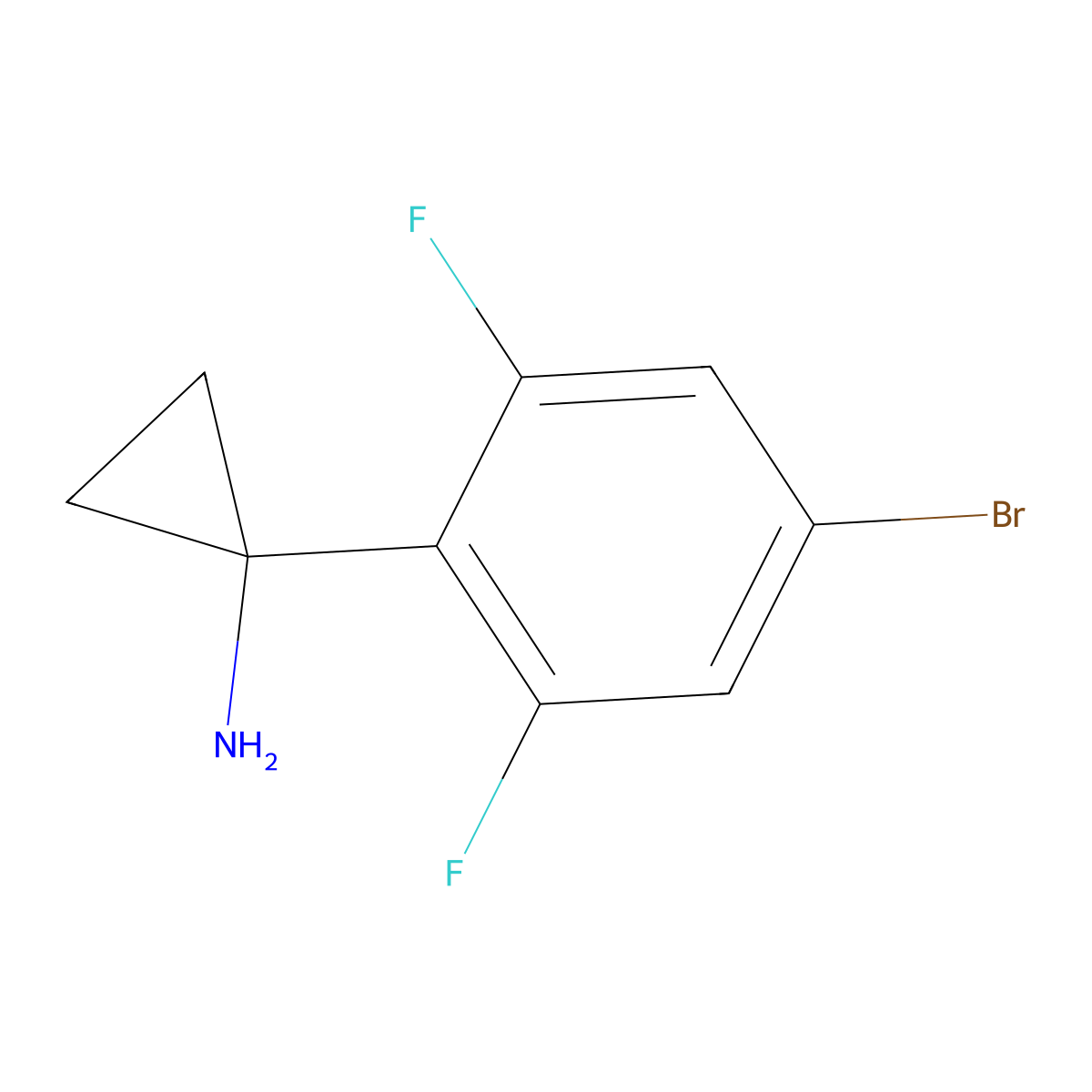 1-(4-Bromo-2,6-difluorophenyl)cyclopropan-1-amine molecular structure, CAS 1314704-52-3