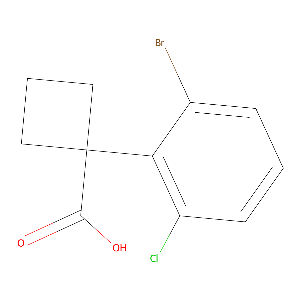 1-(2-Bromo-6-chlorophenyl)cyclobutane-1-carboxylic acid molecular structure, CAS 1314708-82-1
