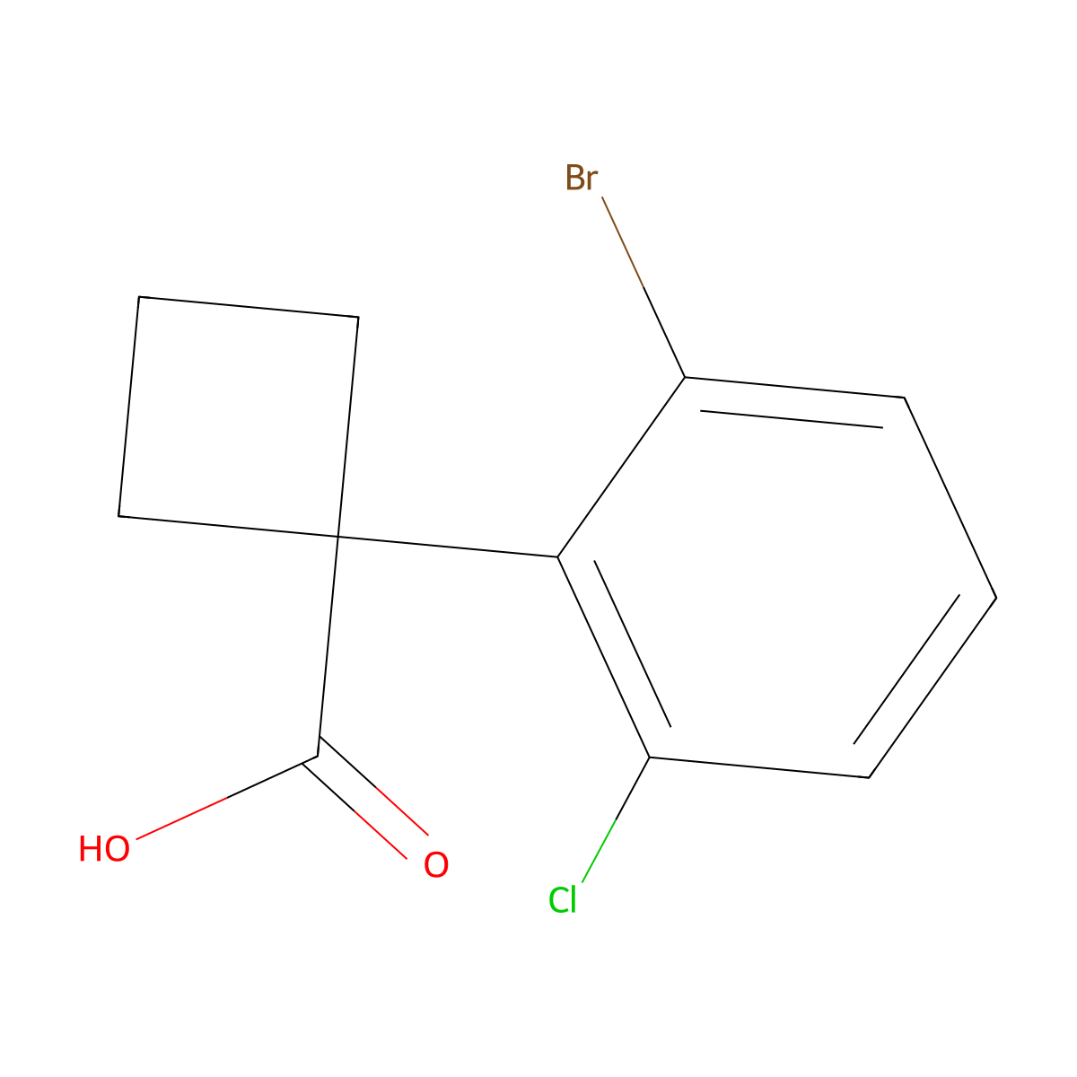 1-(2-Bromo-6-chlorophenyl)cyclobutane-1-carboxylic acid molecular structure, CAS 1314708-82-1
