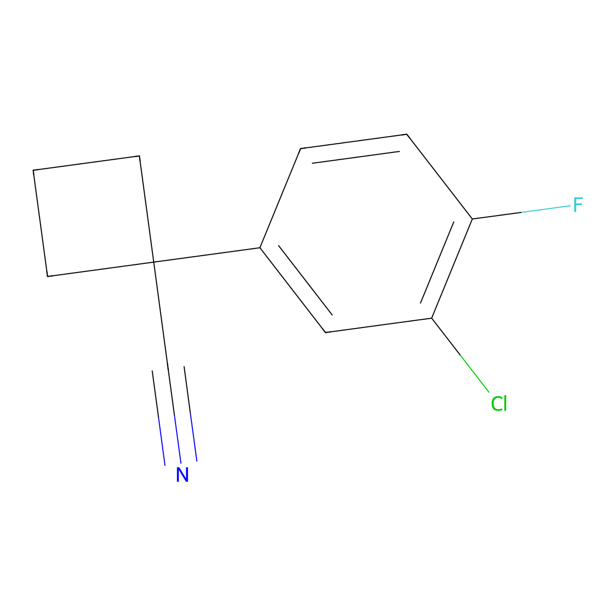 1-(3-Chloro-4-fluorophenyl)cyclobutanecarbonitrile molecular structure, CAS 1314709-87-9