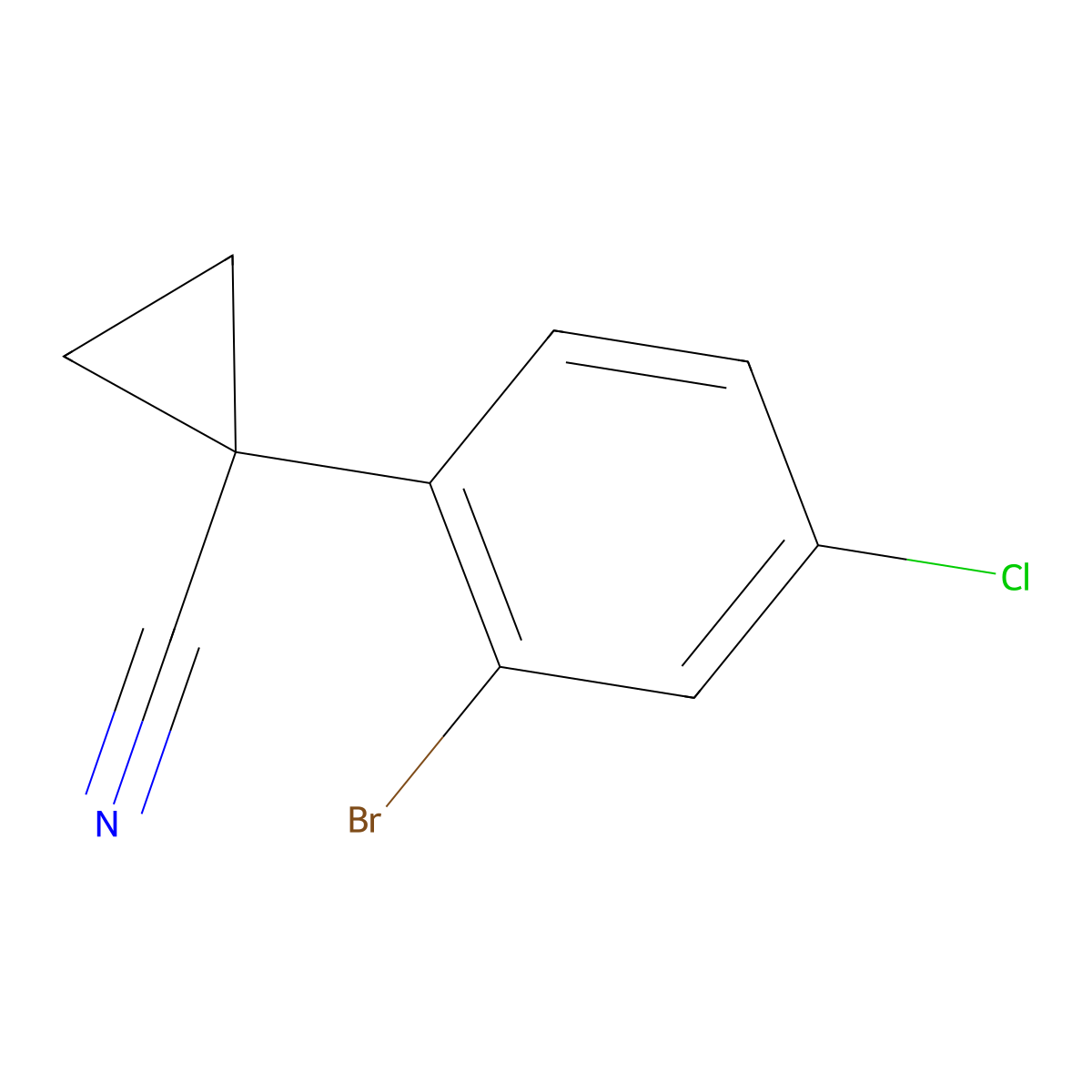 1-(2-Bromo-4-chlorophenyl)cyclopropane-1-carbonitrile molecular structure, CAS 1314709-90-4