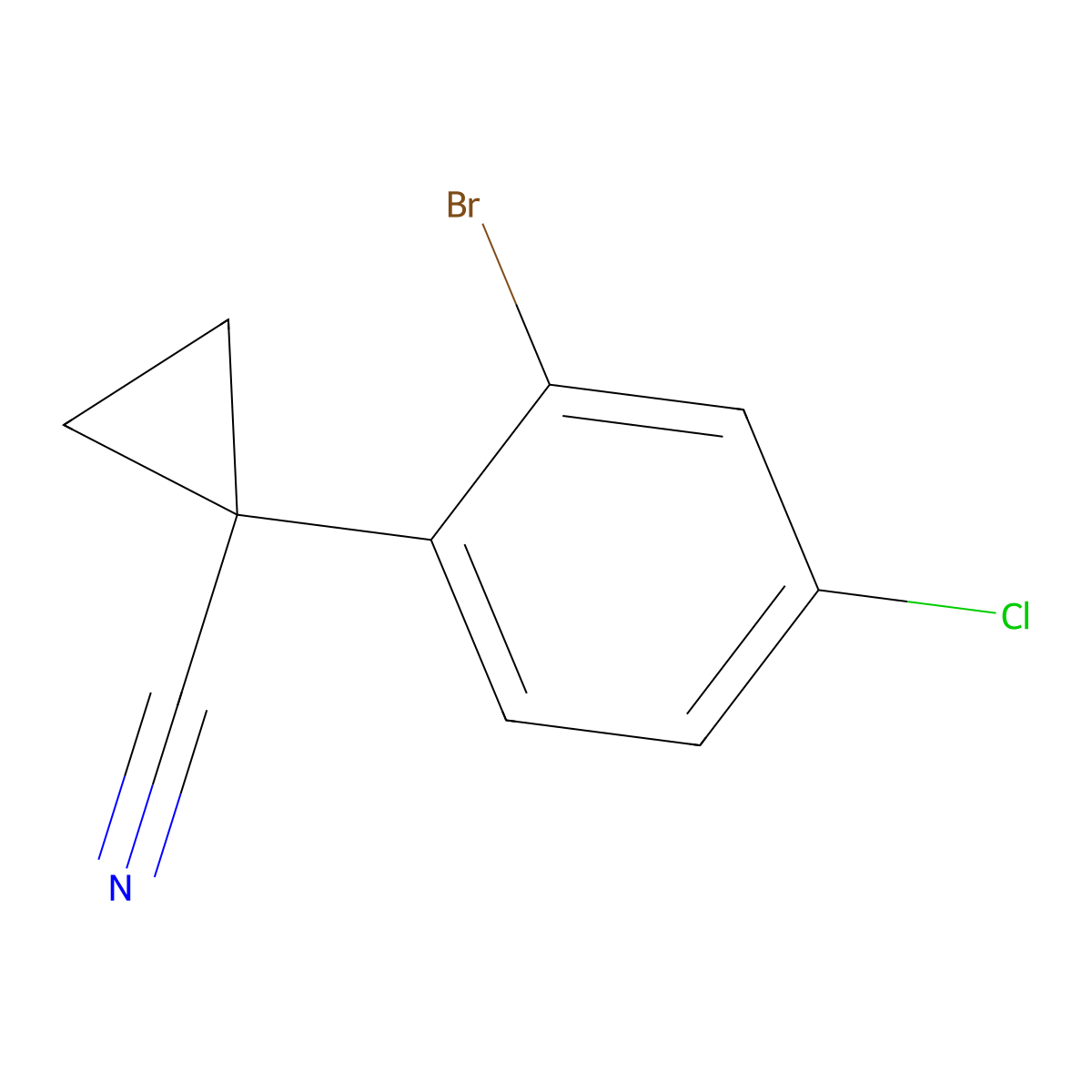1-(2-Bromo-4-chlorophenyl)cyclopropane-1-carbonitrile molecular structure, CAS 1314709-90-4