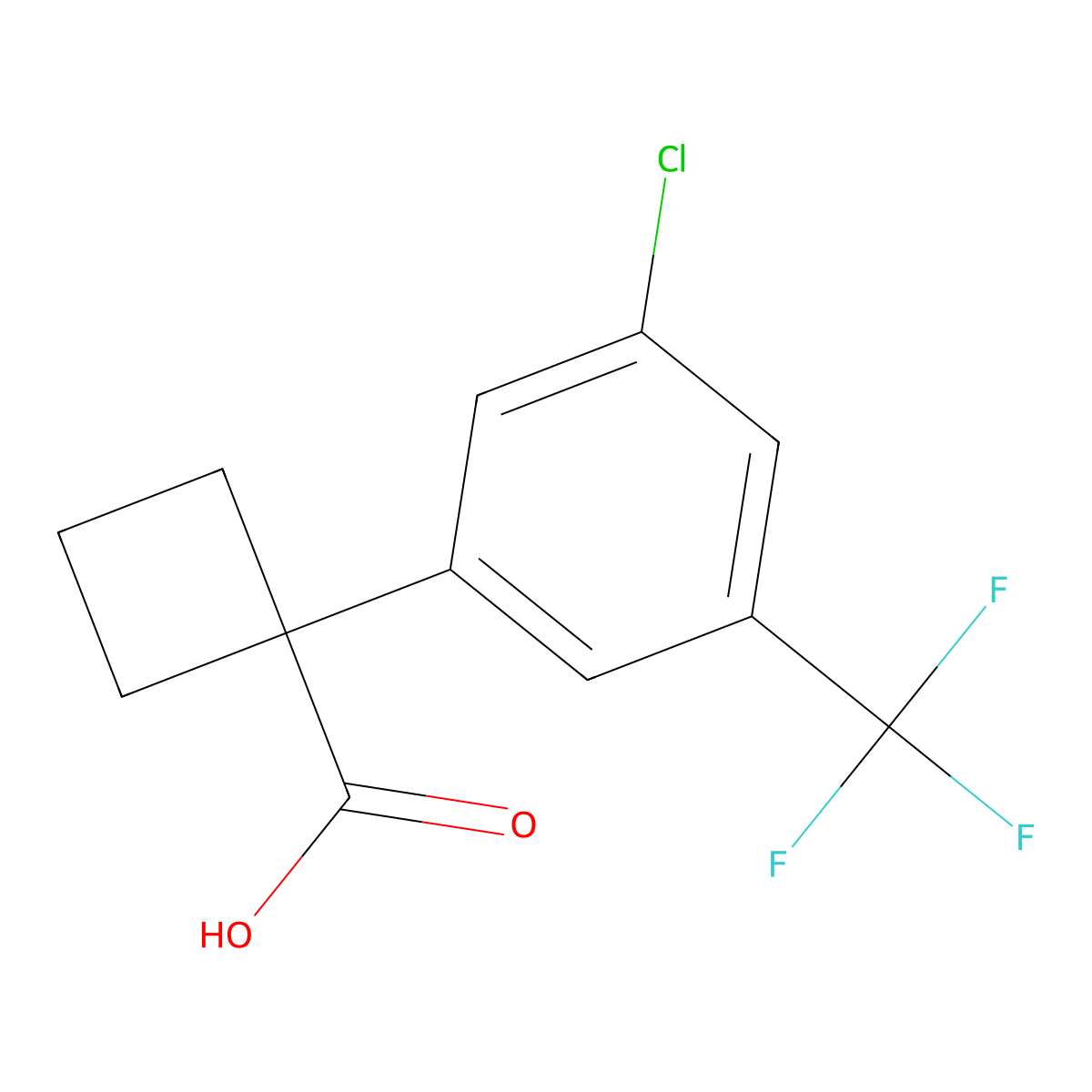 1-[3-Chloro-5-(trifluoromethyl)phenyl]cyclobutanecarboxylic Acid molecular structure, CAS 1314710-70-7