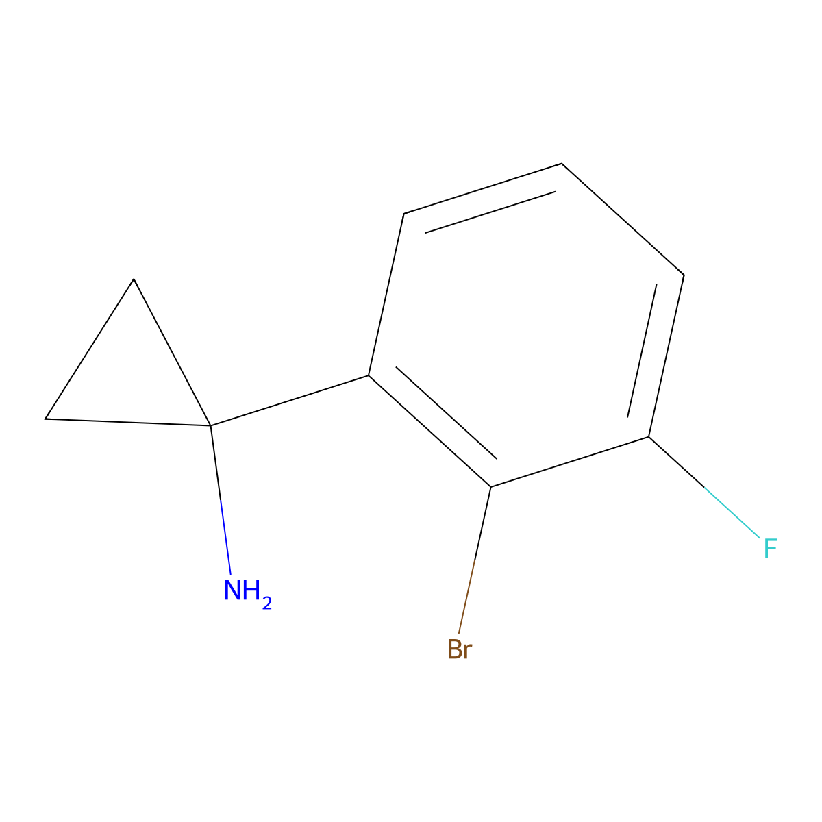 1-(2-Bromo-3-fluorophenyl)cyclopropan-1-amine molecular structure, CAS 1314721-84-0