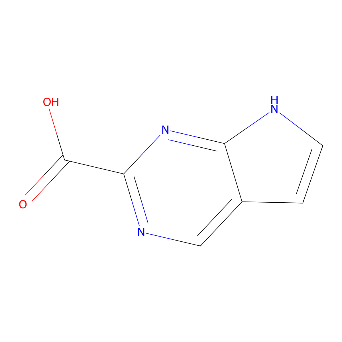 7H-Pyrrolo(2,3-d)pyrimidine-2-carboxylic acid molecular structure, CAS 1314723-98-2