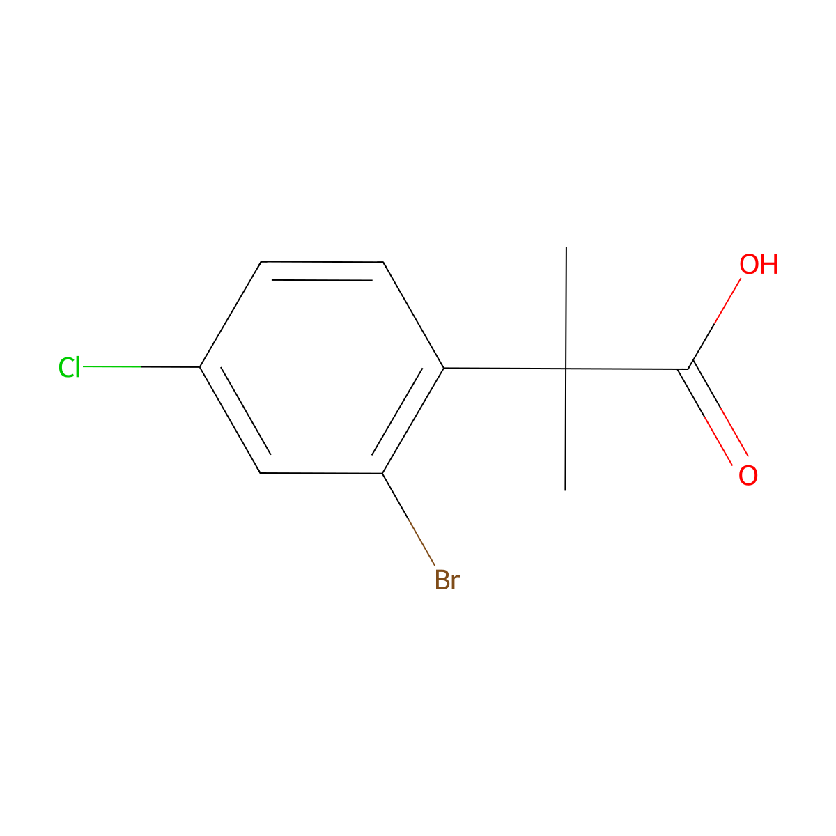 2-(2-Bromo-4-chlorophenyl)-2-methylpropanoic acid molecular structure, CAS 1314724-31-6