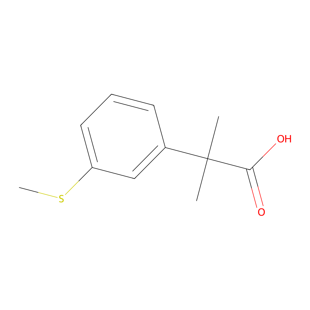 2-Methyl-2-[3-(methylsulfanyl)phenyl]propanoic acid molecular structure, CAS 1314725-03-5
