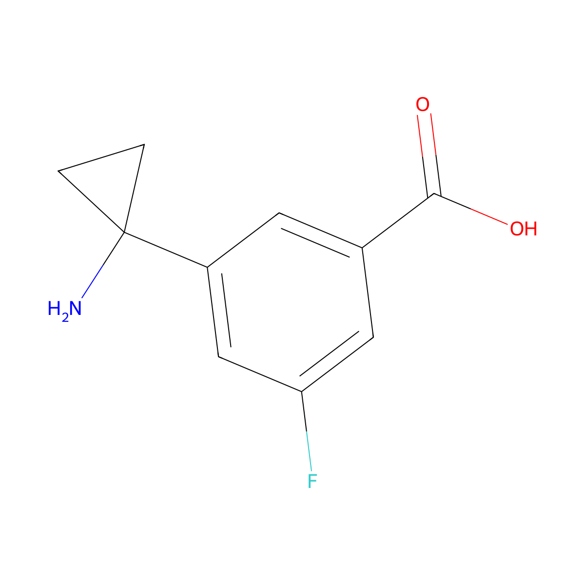 3-(1-Aminocyclopropyl)-5-fluorobenzoic acid molecular structure, CAS 1314726-17-4