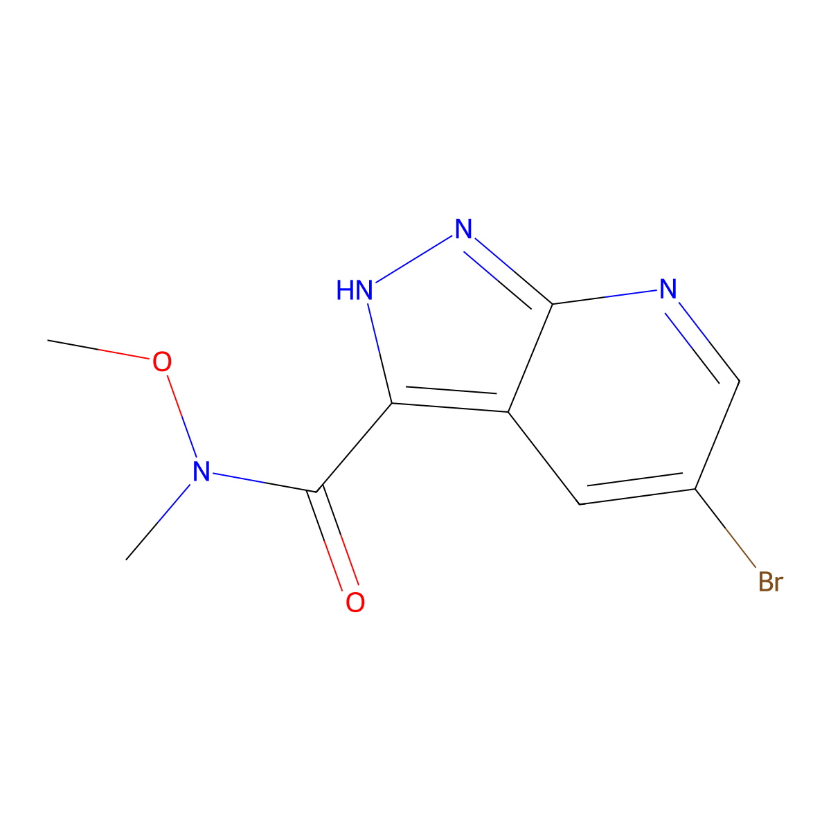 5-bromo-N-methoxy-N-methyl-1H-pyrazolo[3,4-b]pyridine-3-carboxamide molecular structure, CAS 1314734-57-0