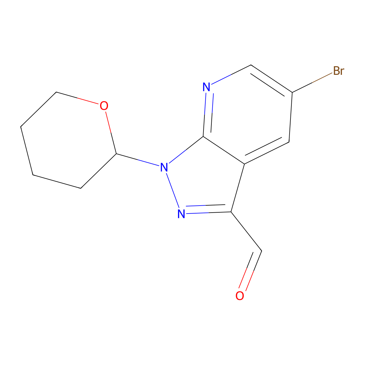 5-bromo-1-(tetrahydro-2H-pyran-2-yl)-1H-pyrazolo[3,4-b]pyridine-3-carbaldehyde molecular structure, CAS 1314734-59-2