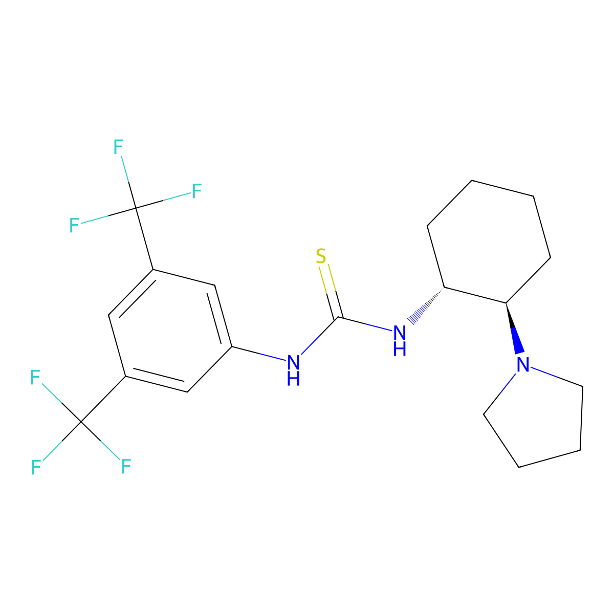 1-(3,5-Bis(trifluoromethyl)phenyl)-3-((1R,2R)-2-(pyrrolidin-1-yl)cyclohexyl)thiourea molecular structure, CAS 1314743-49-1