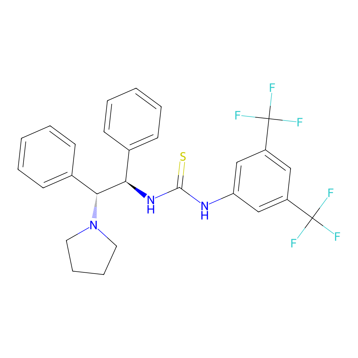 1-(3,5-Bis(trifluoromethyl)phenyl)-3-((1R,2R)-1,2-diphenyl-2-(pyrrolidin-1-yl)ethyl)thiourea molecular structure, CAS 1314743-61-7