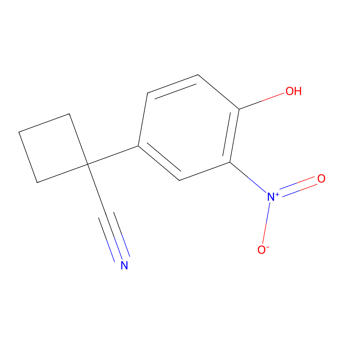 1-(4-Hydroxy-3-nitrophenyl)cyclobutane-1-carbonitrile molecular structure, CAS 1314744-44-9
