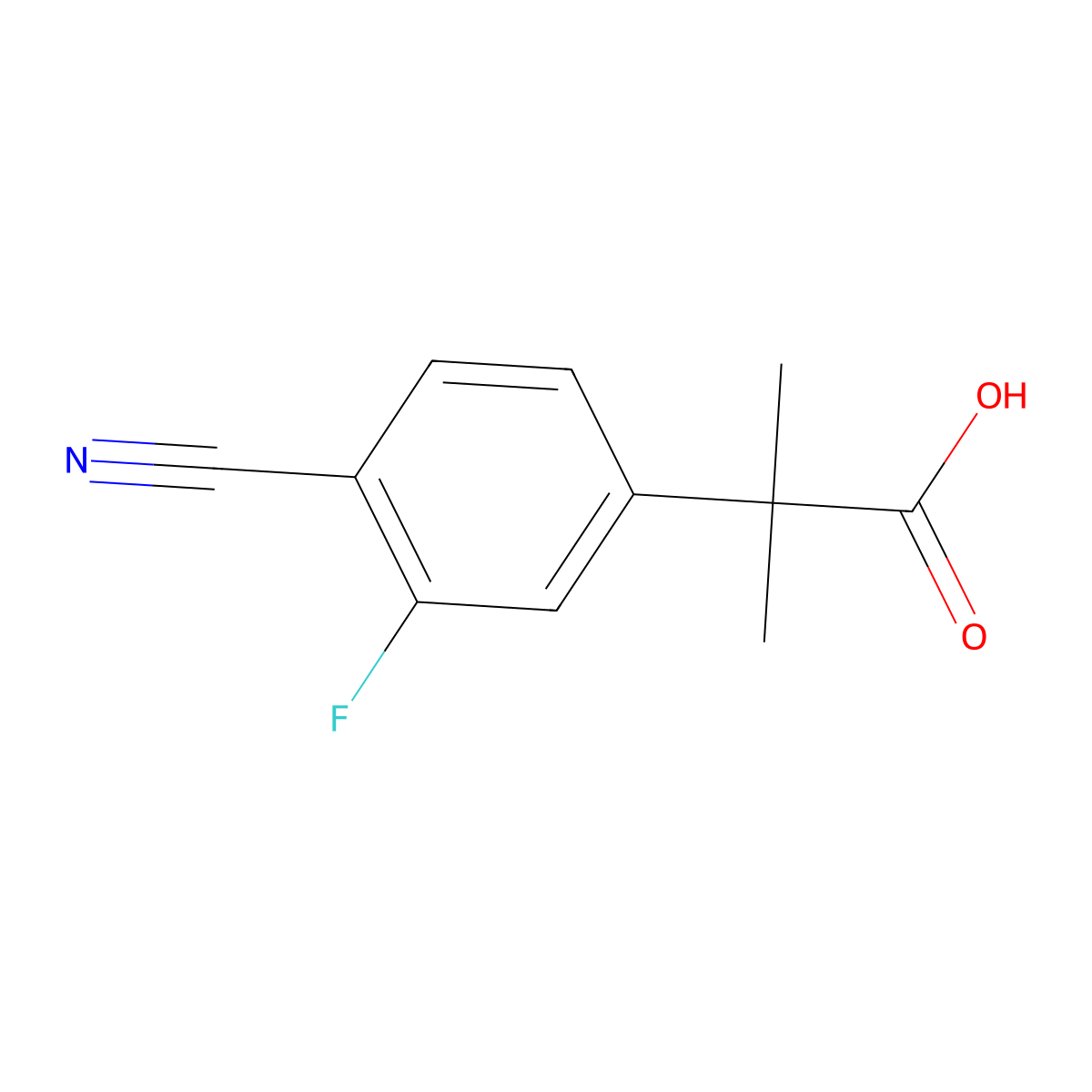2-(4-Cyano-3-fluorophenyl)-2-methylpropanoic acid molecular structure, CAS 1314745-86-2