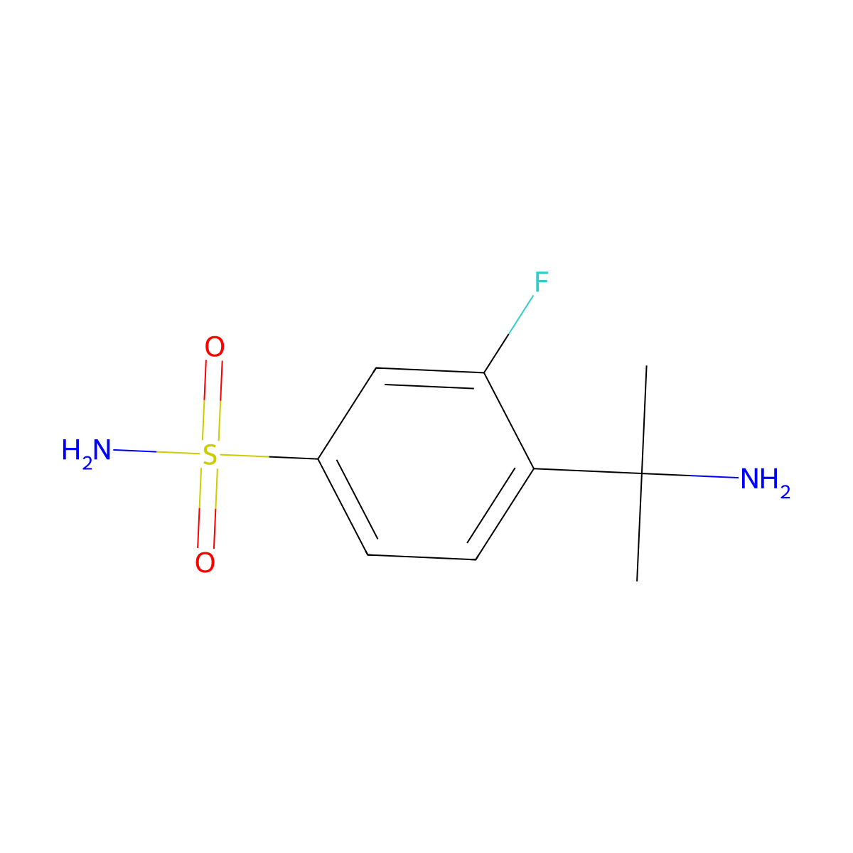 4-(2-Aminopropan-2-YL)-3-fluorobenzene-1-sulfonamide molecular structure, CAS 1314745-93-1