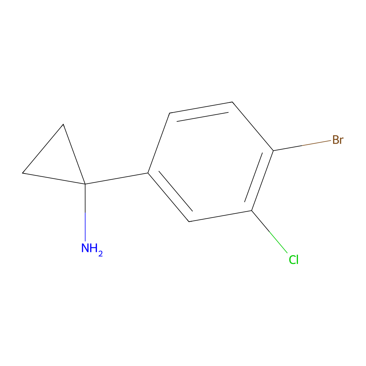 1-(4-Bromo-3-chlorophenyl)cyclopropan-1-amine molecular structure, CAS 1314747-08-4