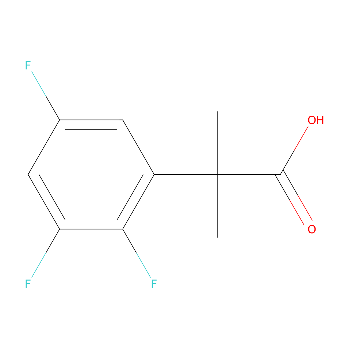 2-Methyl-2-(2,3,5-trifluorophenyl)propanoic acid molecular structure, CAS 1314749-56-8