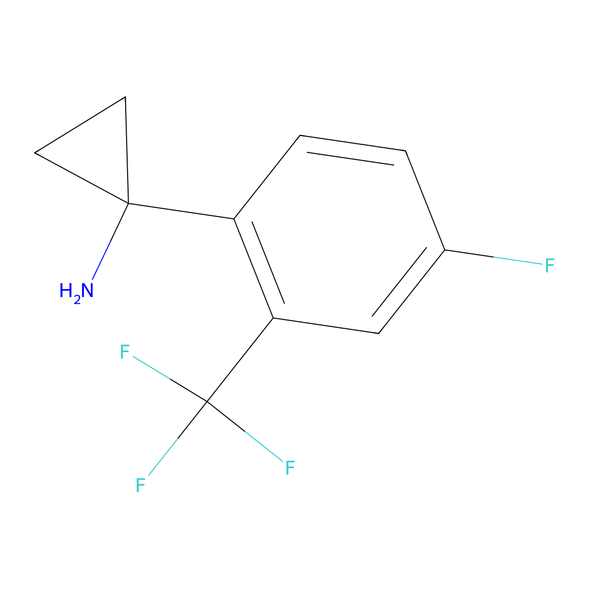 1-(4-Fluoro-2-(trifluoromethyl)phenyl)cyclopropan-1-amine molecular structure, CAS 1314755-22-0