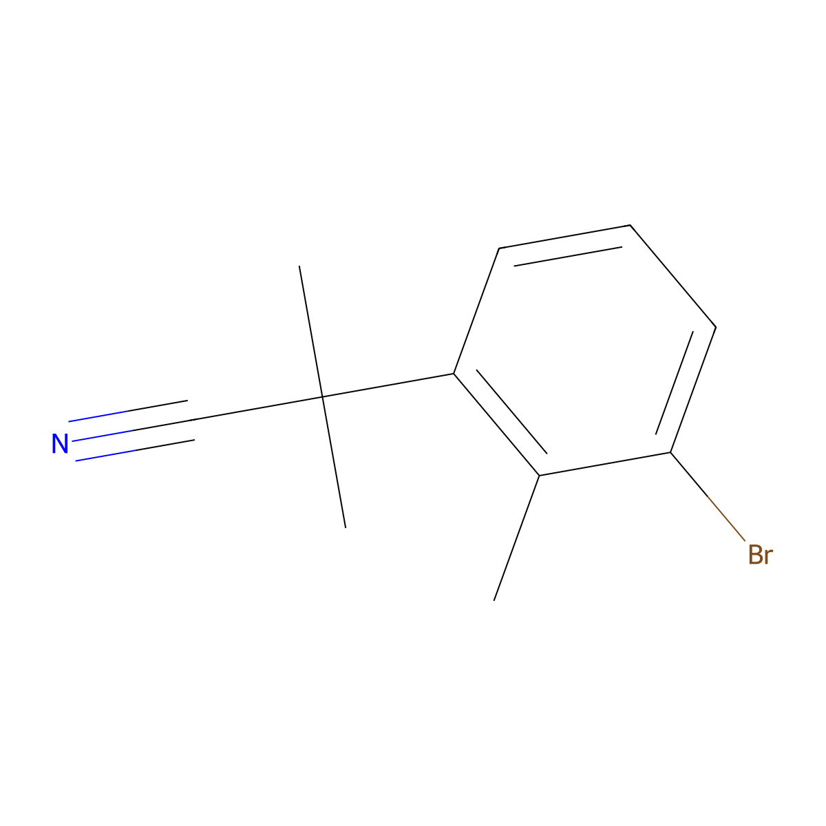 2-(3-Bromo-2-methylphenyl)-2-methylpropanenitrile molecular structure, CAS 1314760-48-9