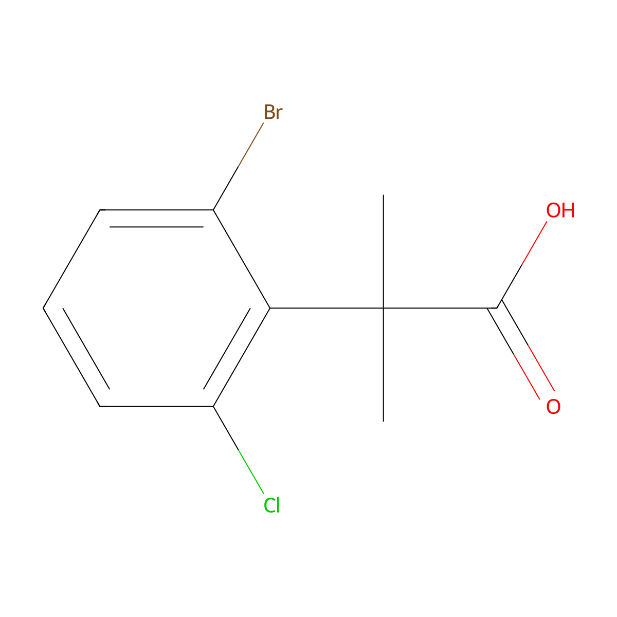 2-(2-Bromo-6-chlorophenyl)-2-methylpropanoic acid molecular structure, CAS 1314761-33-5