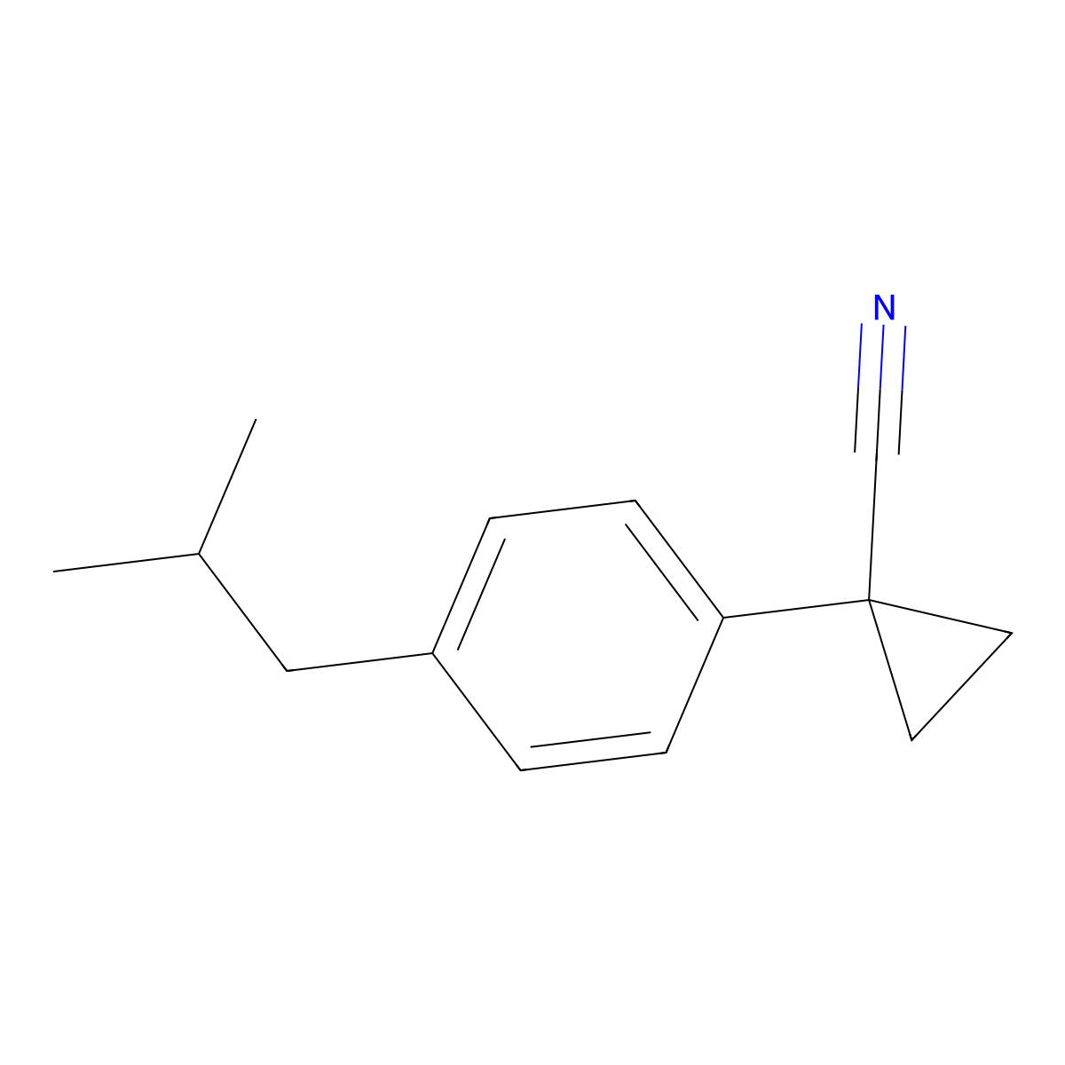 1-[4-(2-Methylpropyl)phenyl]cyclopropane-1-carbonitrile molecular structure, CAS 1314764-35-6