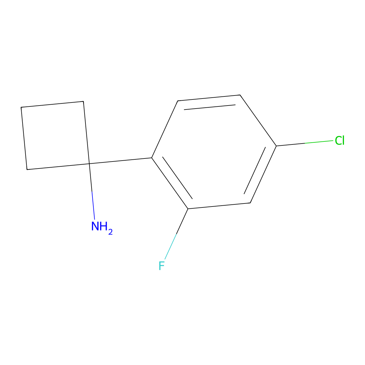 1-(4-Chloro-2-fluorophenyl)cyclobutan-1-amine molecular structure, CAS 1314766-14-7