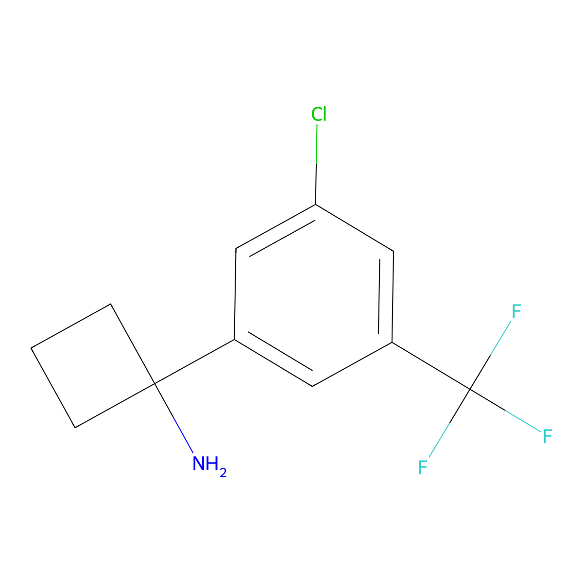 1-[3-Chloro-5-(trifluoromethyl)phenyl]cyclobutanamine molecular structure, CAS 1314768-86-9