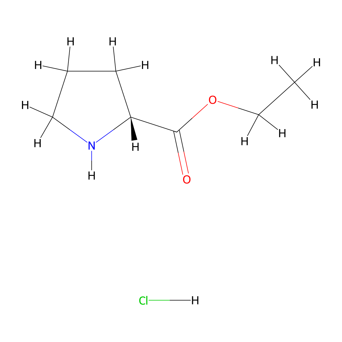 H-D-Pro-oet hcl molecular structure, CAS 131477-20-8