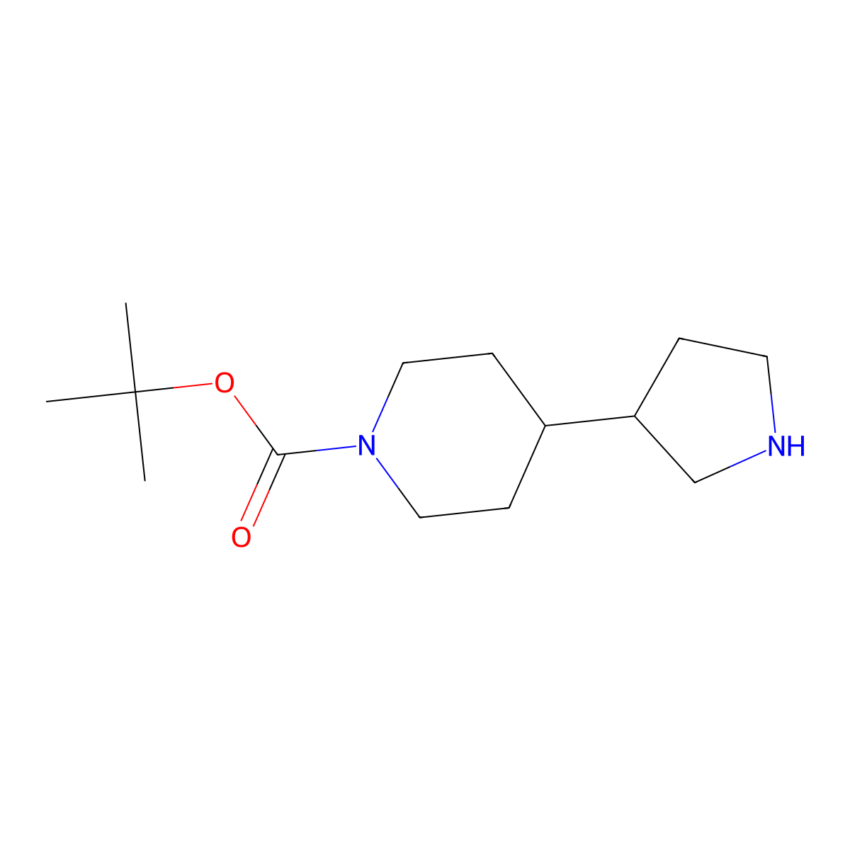 Tert-butyl 4-(pyrrolidin-3-yl)piperidine-1-carboxylate molecular structure, CAS 1314771-79-3