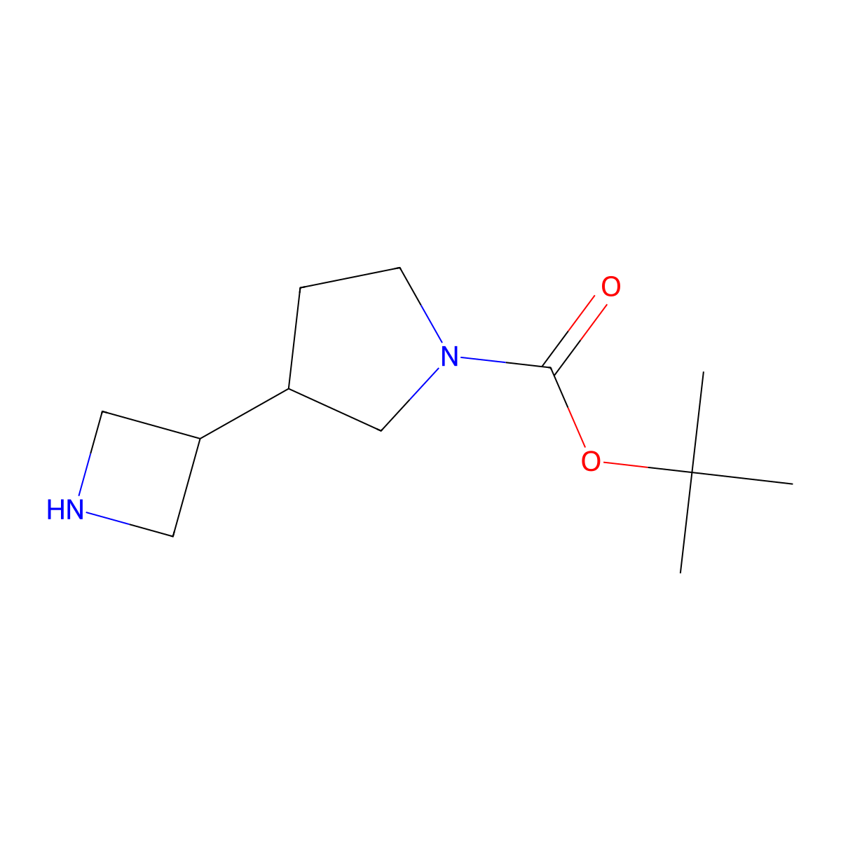 Tert-butyl 3-(azetidin-3-yl)pyrrolidine-1-carboxylate molecular structure, CAS 1314771-82-8