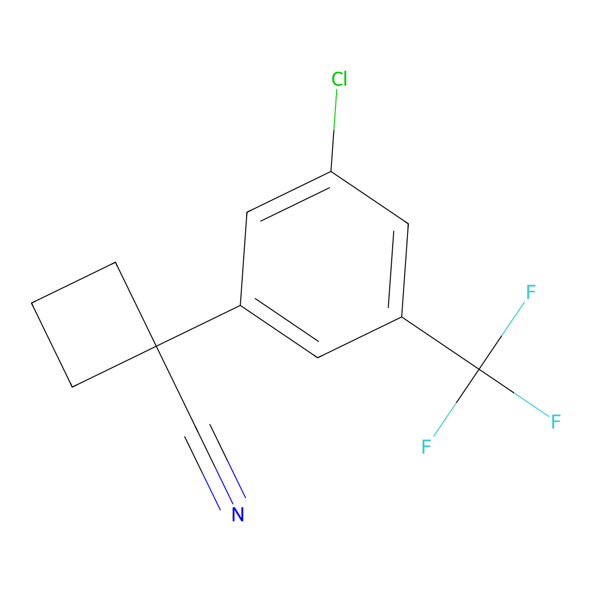1-[3-Chloro-5-(trifluoromethyl)phenyl]cyclobutanecarbonitrile molecular structure, CAS 1314772-15-0