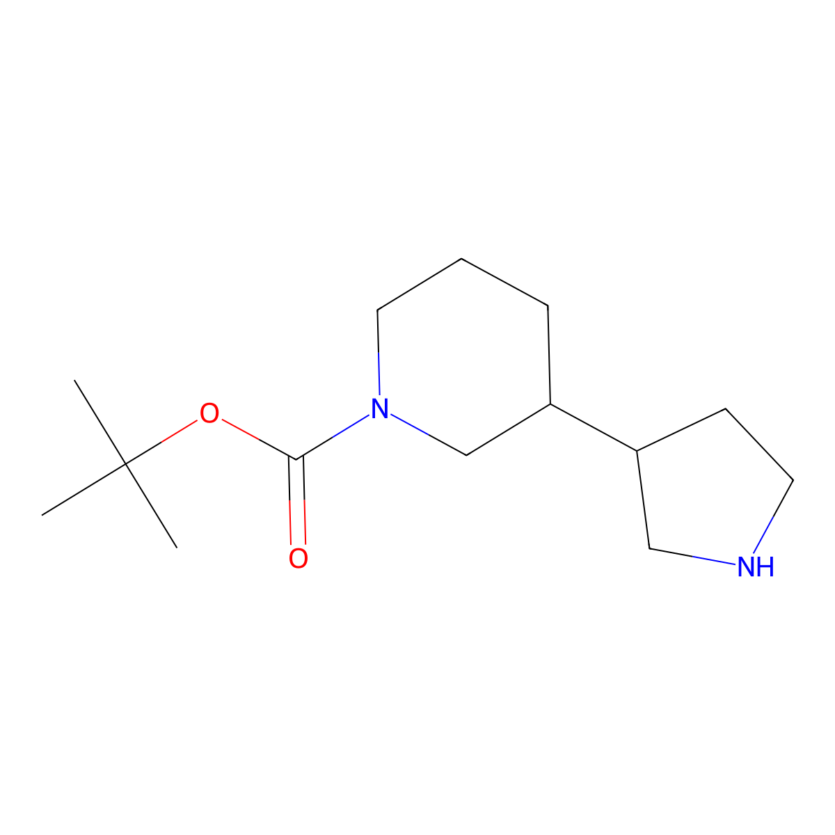 Tert-butyl 3-(pyrrolidin-3-YL)piperidine-1-carboxylate molecular structure, CAS 1314776-19-6