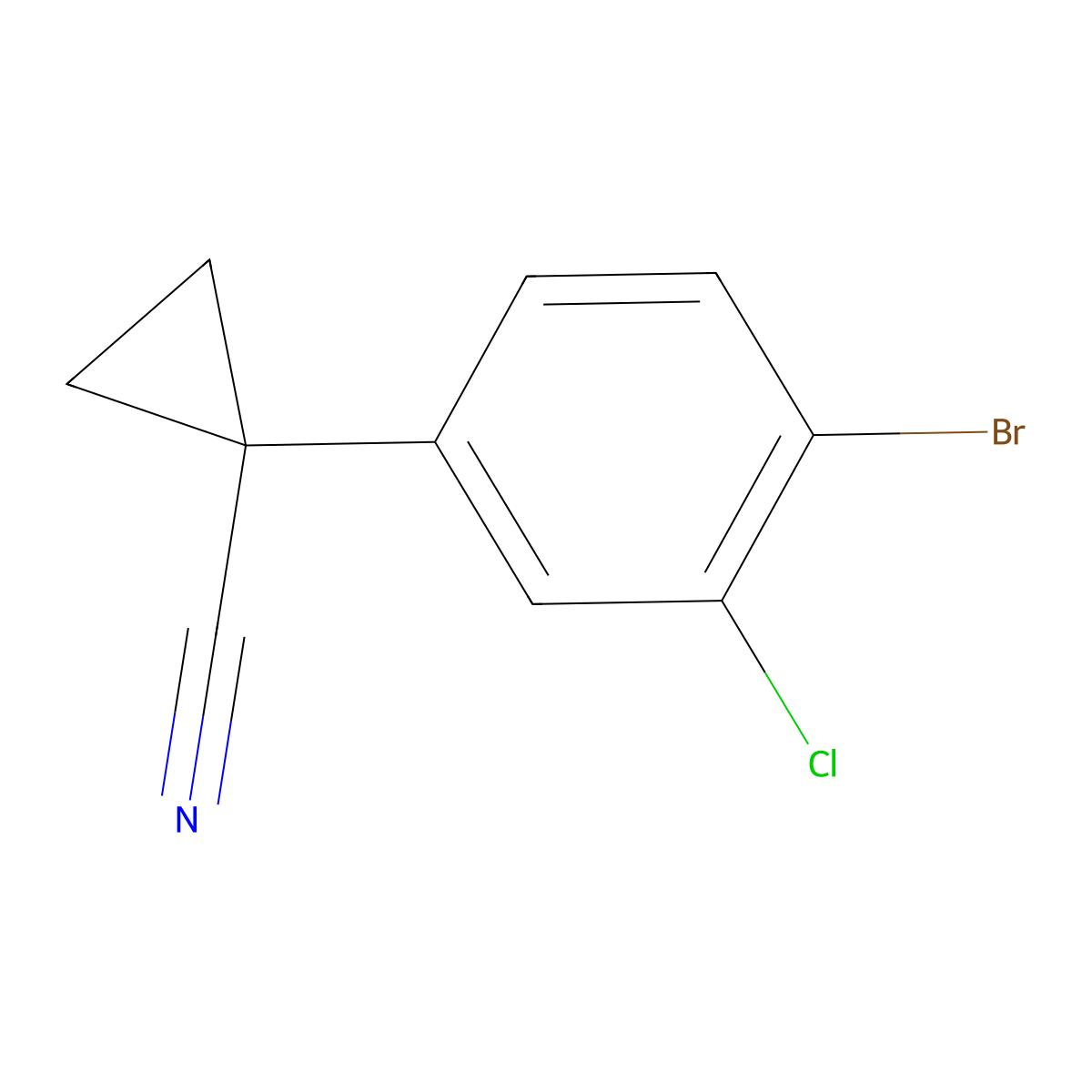 1-(4-Bromo-3-chlorophenyl)cyclopropane-1-carbonitrile molecular structure, CAS 1314776-50-5