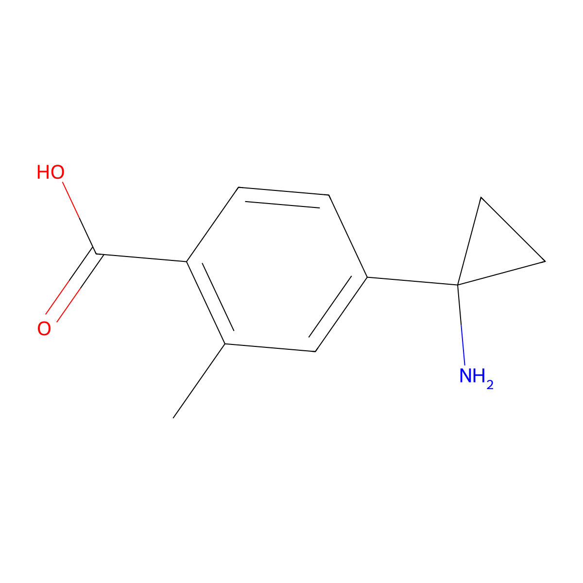 4-(1-Aminocyclopropyl)-2-methylbenzoic acid molecular structure, CAS 1314777-02-0