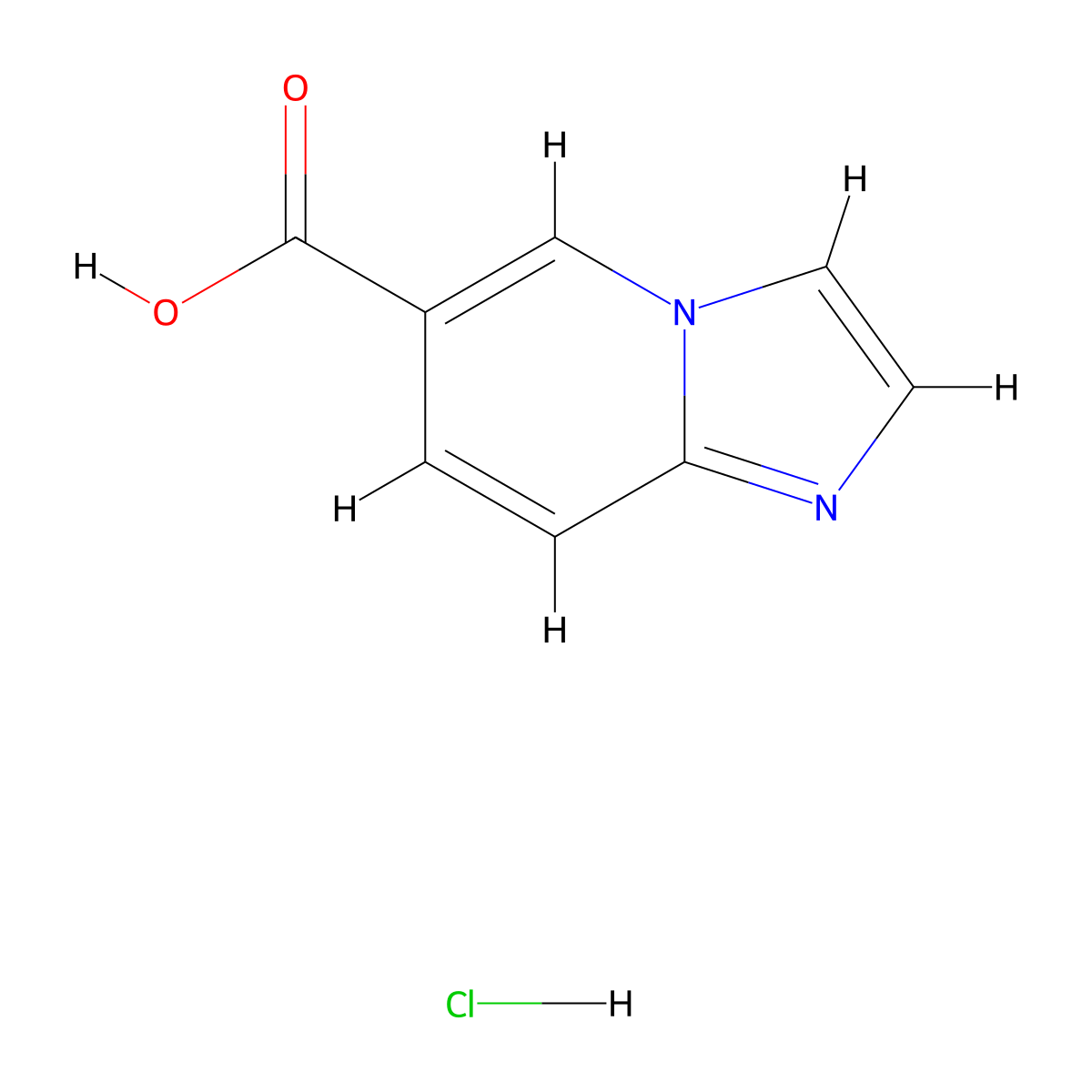 Imidazo[1,2-a]pyridine-6-carboxylic acid hydrochloride molecular structure, CAS 1314777-15-5