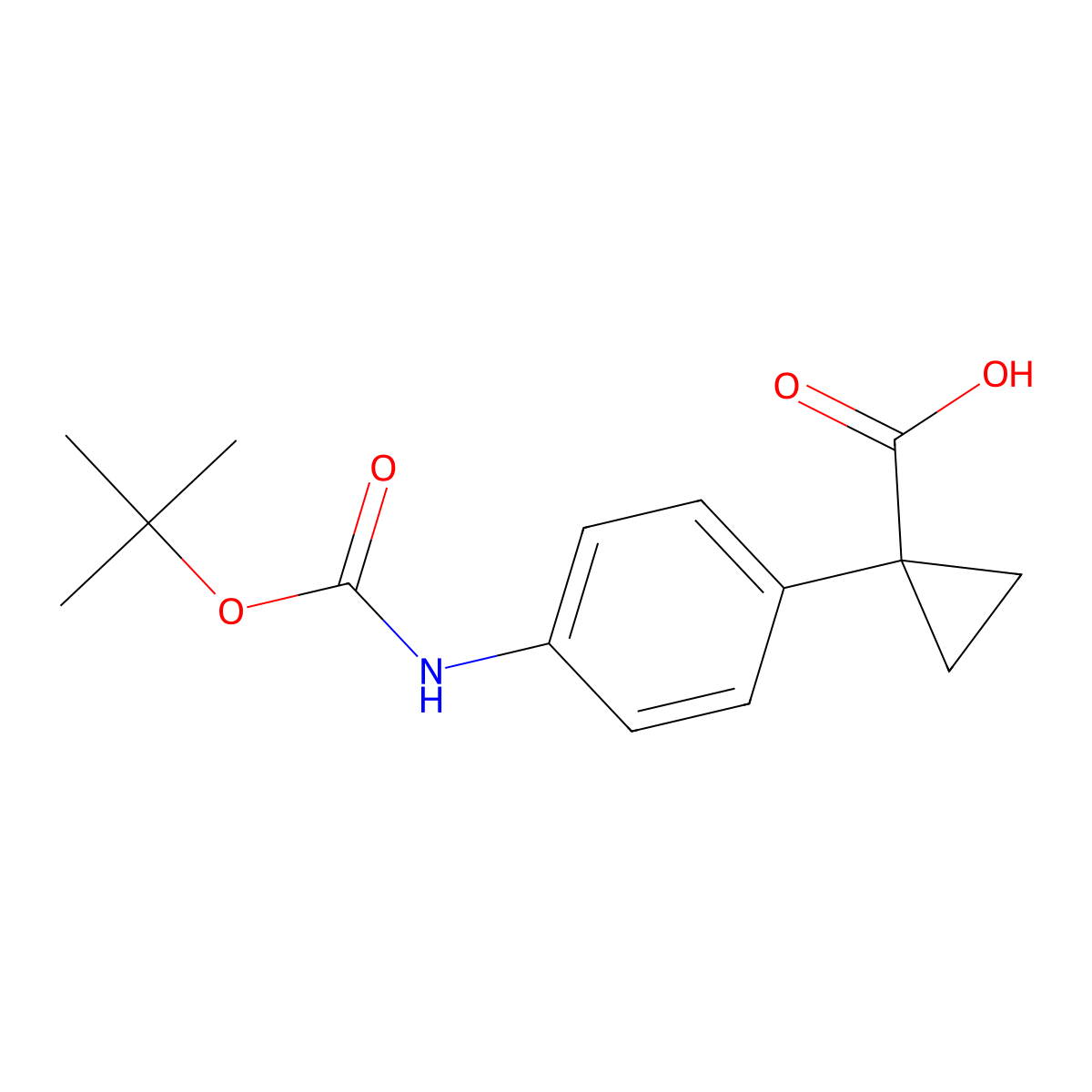 1-(4-(((Tert-butoxy)carbonyl)amino)phenyl)cyclopropane-1-carboxylic acid molecular structure, CAS 1314778-71-6