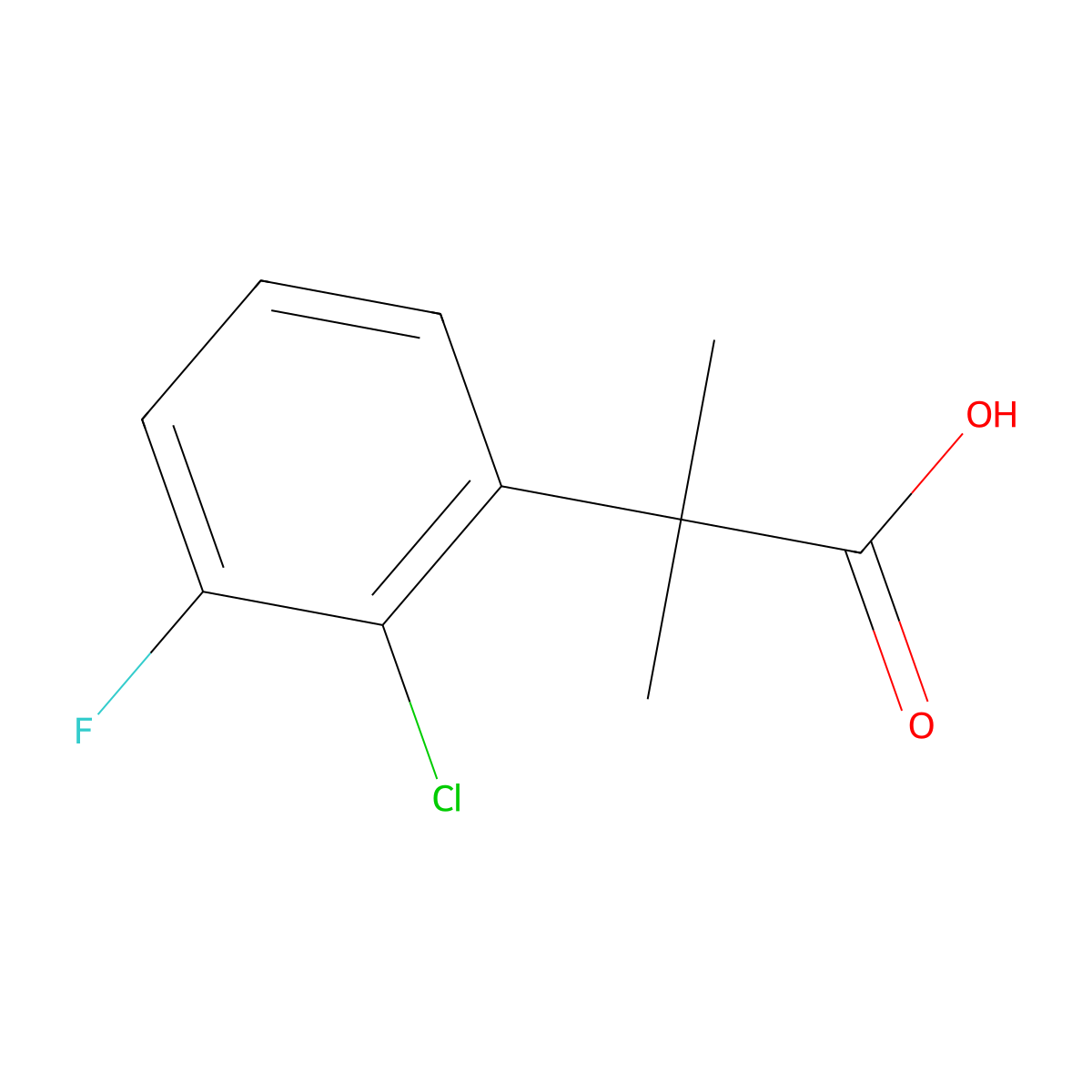 2-(2-Chloro-3-fluorophenyl)-2-methylpropanoic acid molecular structure, CAS 1314781-13-9